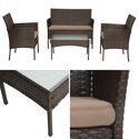 Salon de jardin CORDOUE en résine tressée marron 4 places - coussins taupe