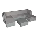 BONIFACIO conjunto de móveis de jardim em resina tecida cinzenta 6 lugares - almofada cinzenta
