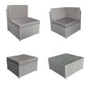 BONIFACIO conjunto de móveis de jardim em resina tecida cinzenta 6 lugares - almofada cinzenta