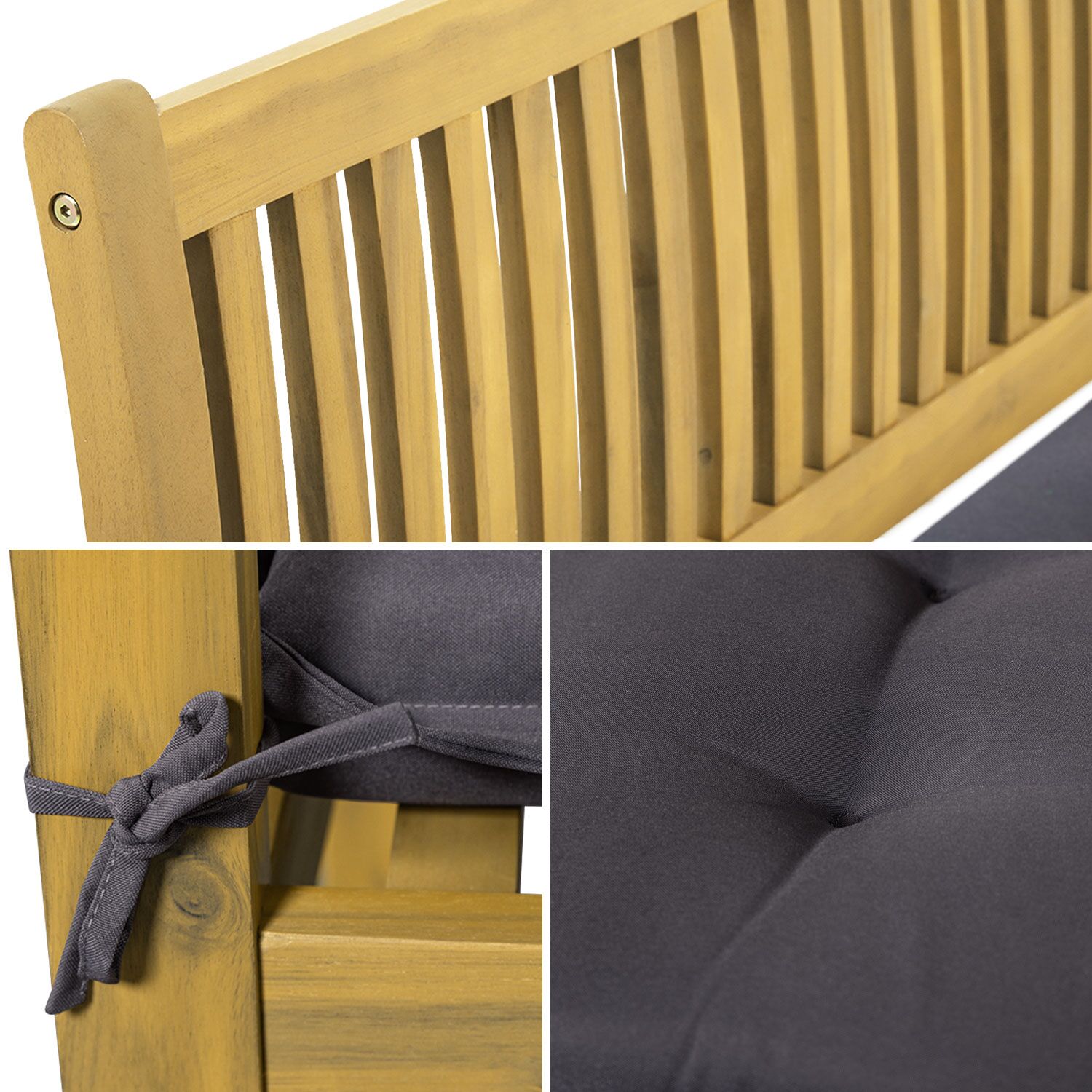 Acacia bank SIMILAN - grijze kussens