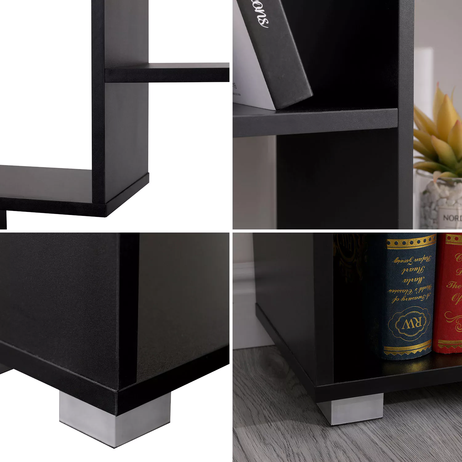 Bibliothèque 11 étagères multiformes noire EMILY