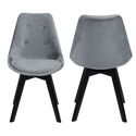 Lot de 2 chaises en velours NORA grises avec coussin