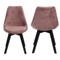 Lot de 2 chaises en velours NORA roses avec coussin