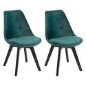 Lot de 2 chaises en velours NORA vertes avec coussin