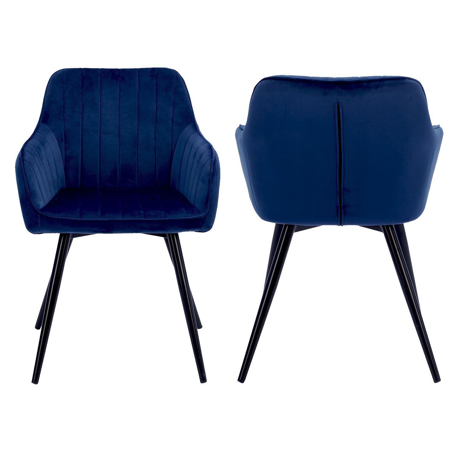 Lot de 2 chaises en velours BERTILLE bleues