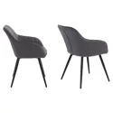 Lot de 2 chaises en velours BERTILLE grises