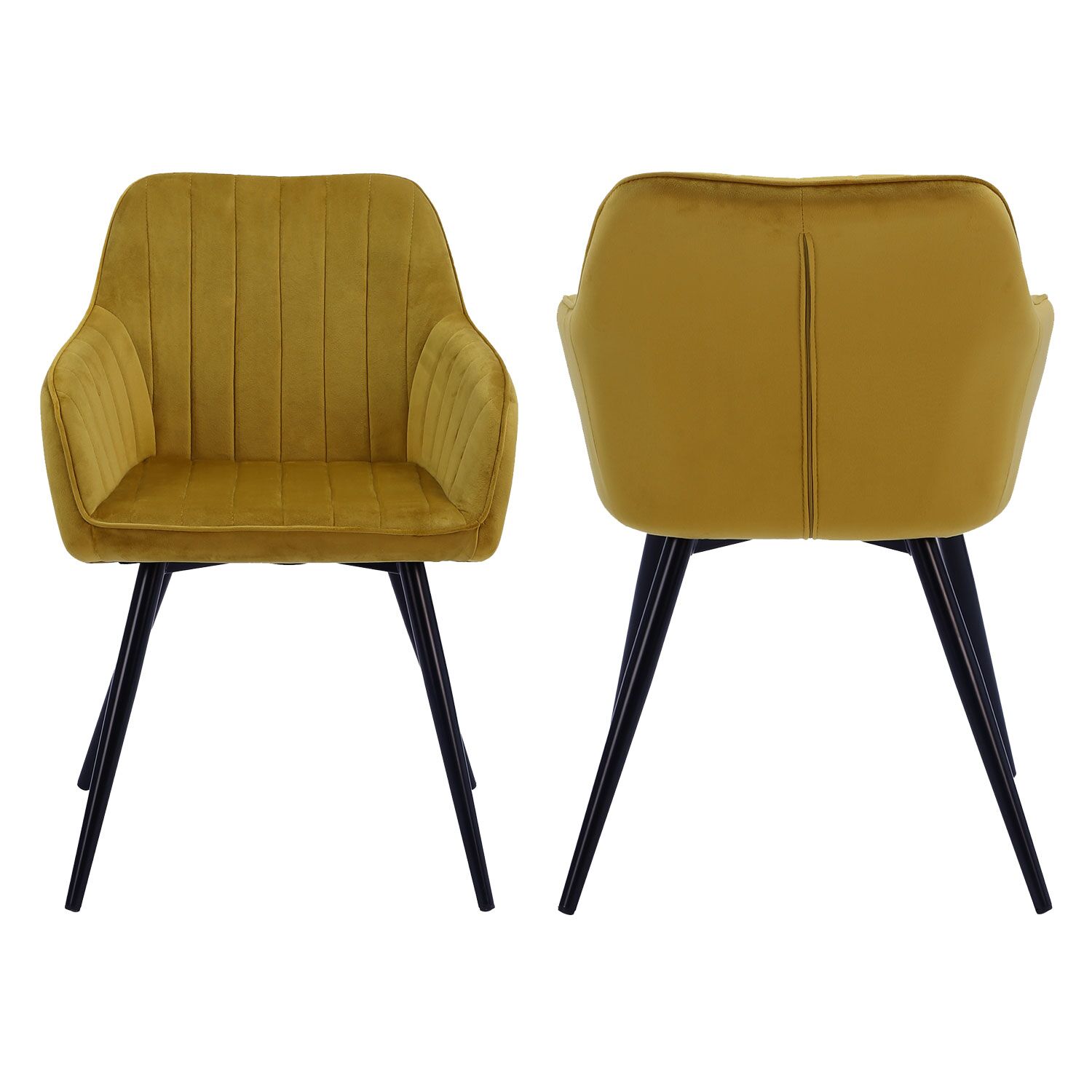 Lot de 2 chaises en velours BERTILLE moutarde