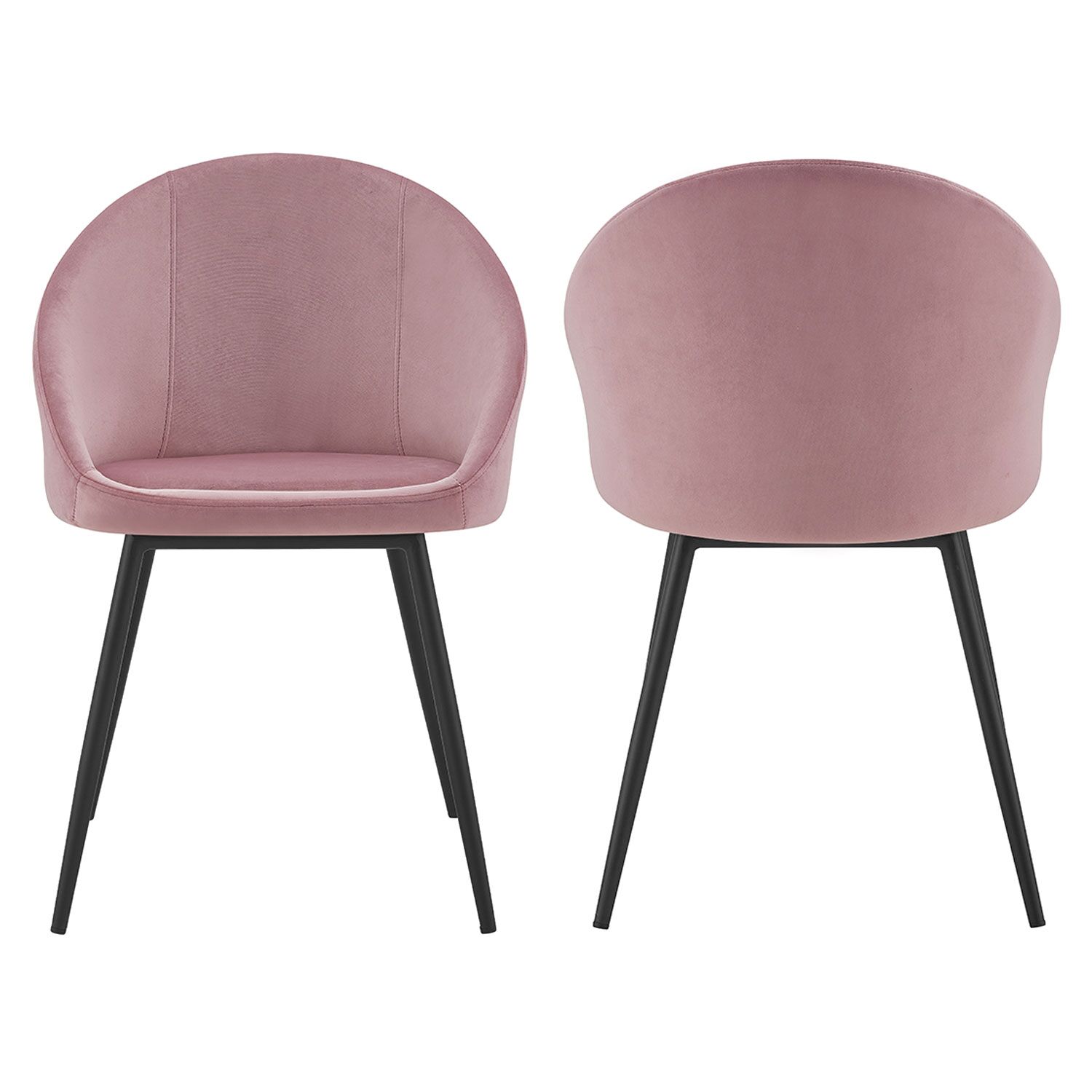 Pack de 2 sillas vintage de terciopelo rosa DIANE