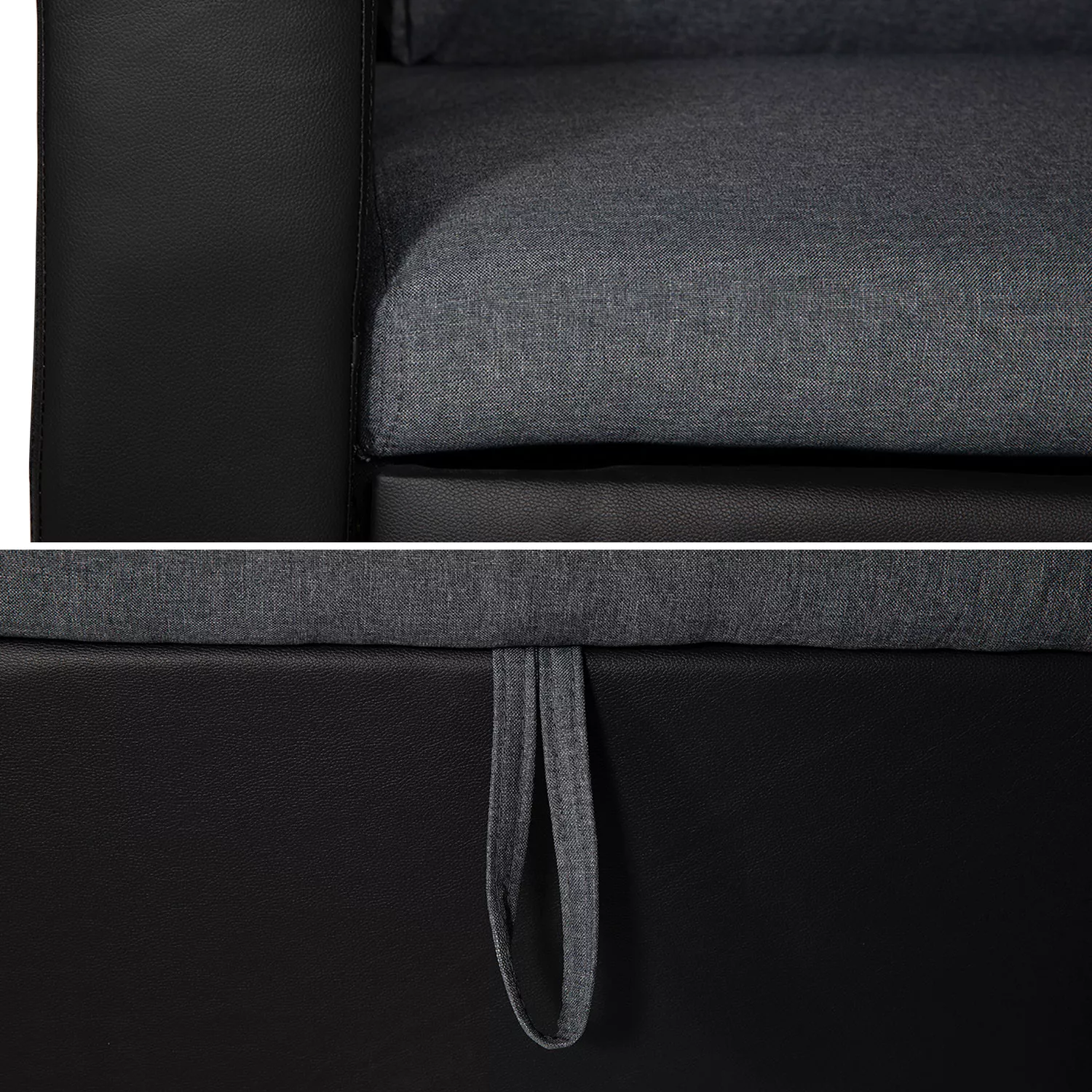 Canapé d'angle convertible CLARK 3 places gris chiné et noir