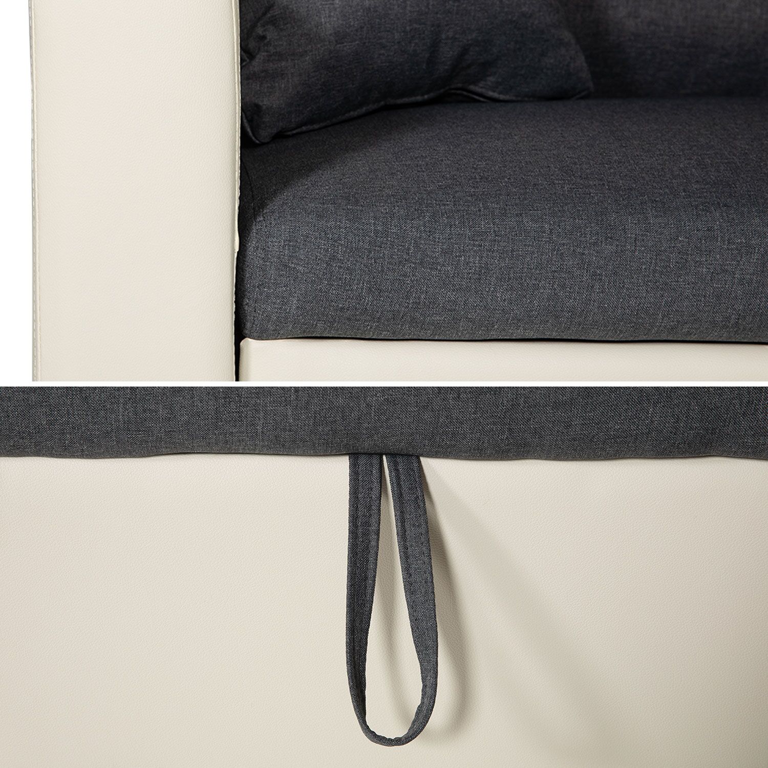 CLARK 3-Sitzer Ecksofa, umwandelbar, grau meliert und weiß