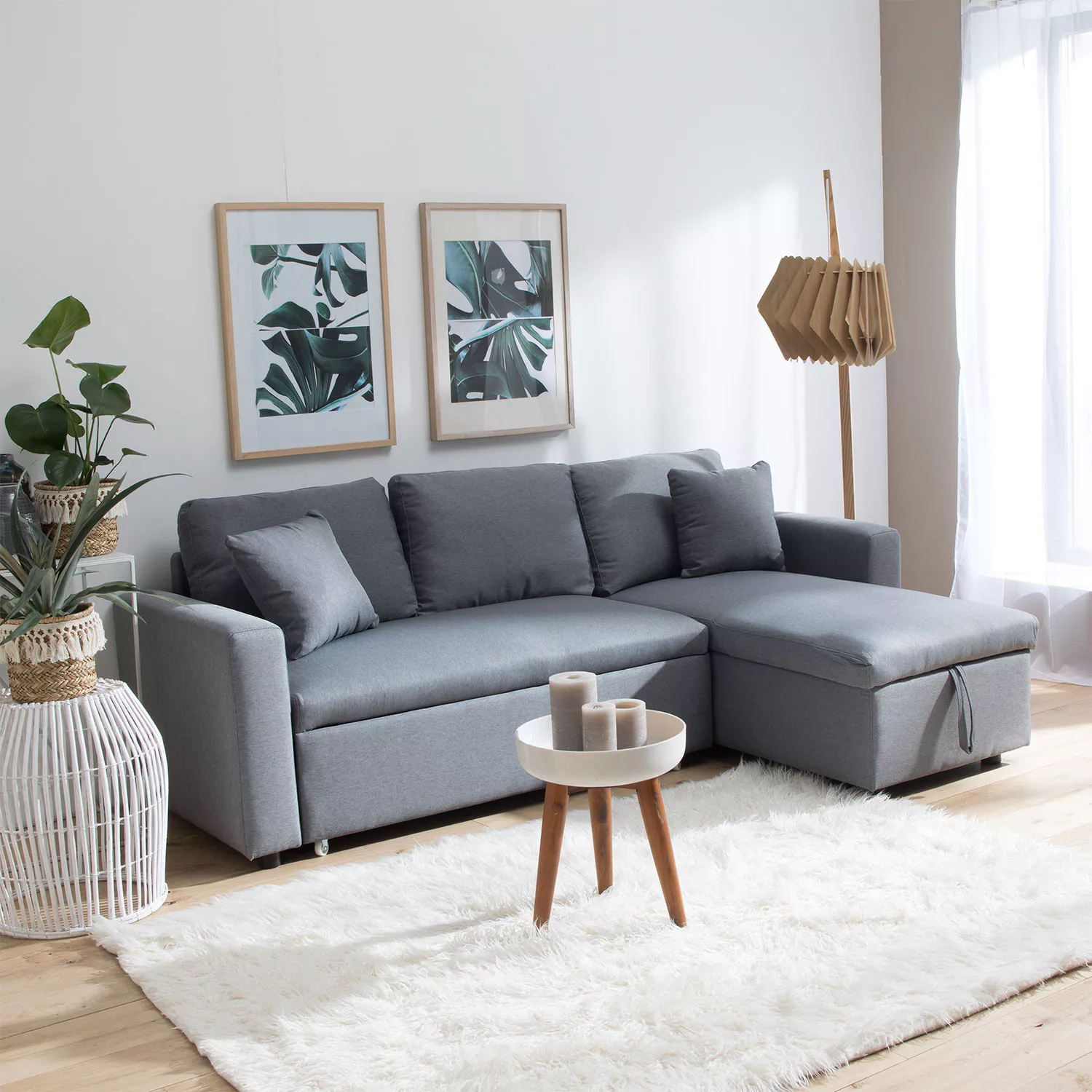 Ausziehbares Ecksofa CLARK 3-Sitzer grau