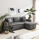 Canapé d'angle convertible simili CLARK 3 places gris