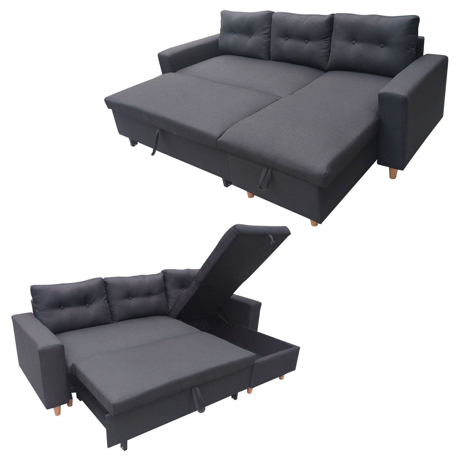 WADE 3 zits hoekslaapbank antracietgrijs