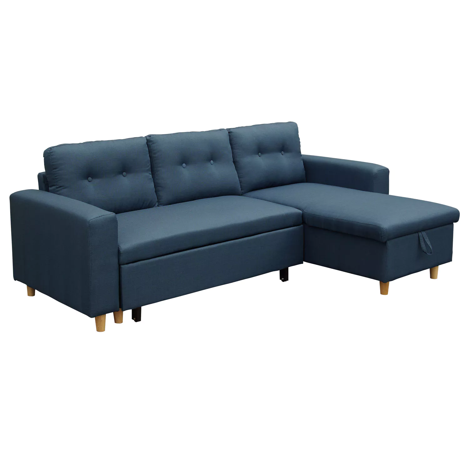 Canapé d'angle convertible WADE 3 places bleu