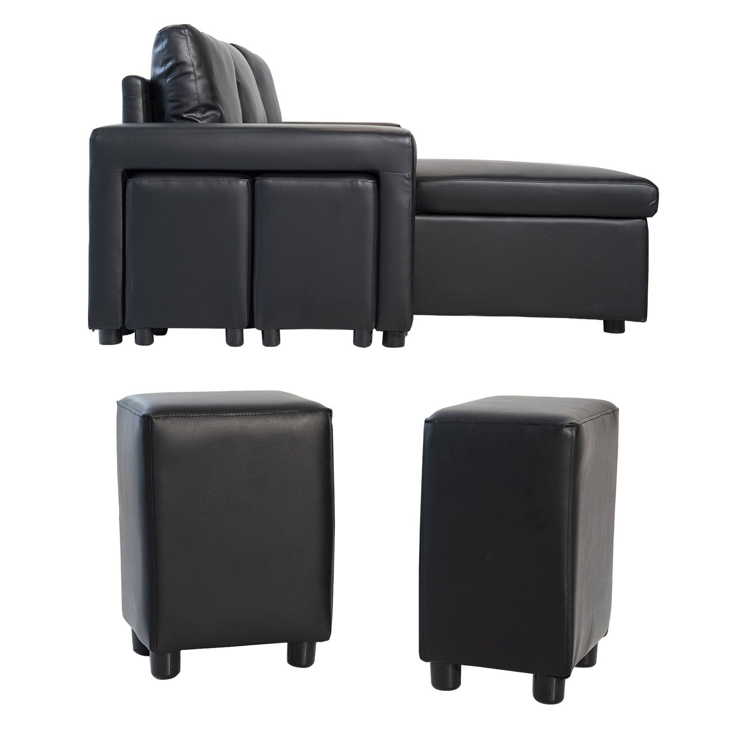 TONY 3 zits hoekslaapbank zwart