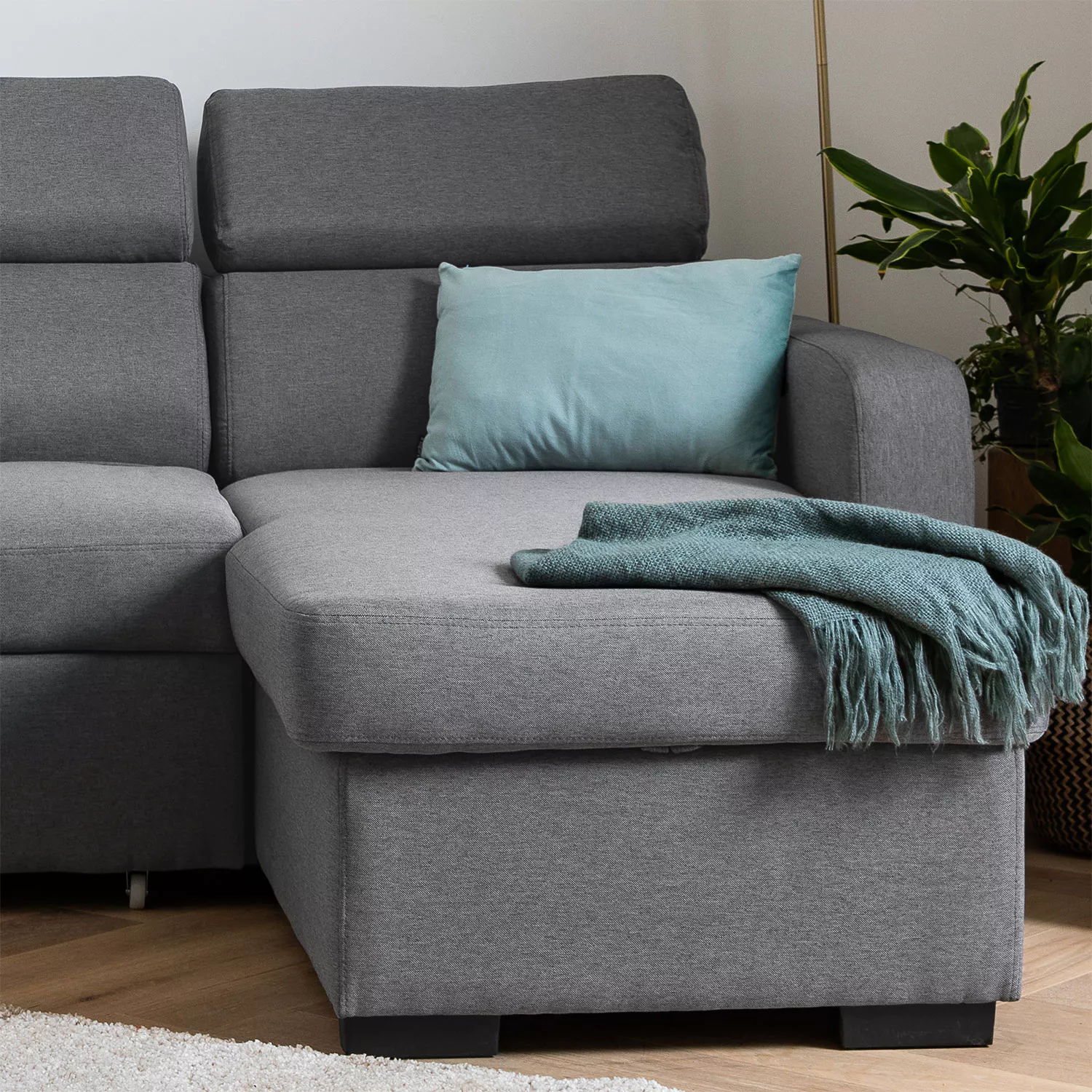 Canapé d'angle convertible WARREN 3 places gris