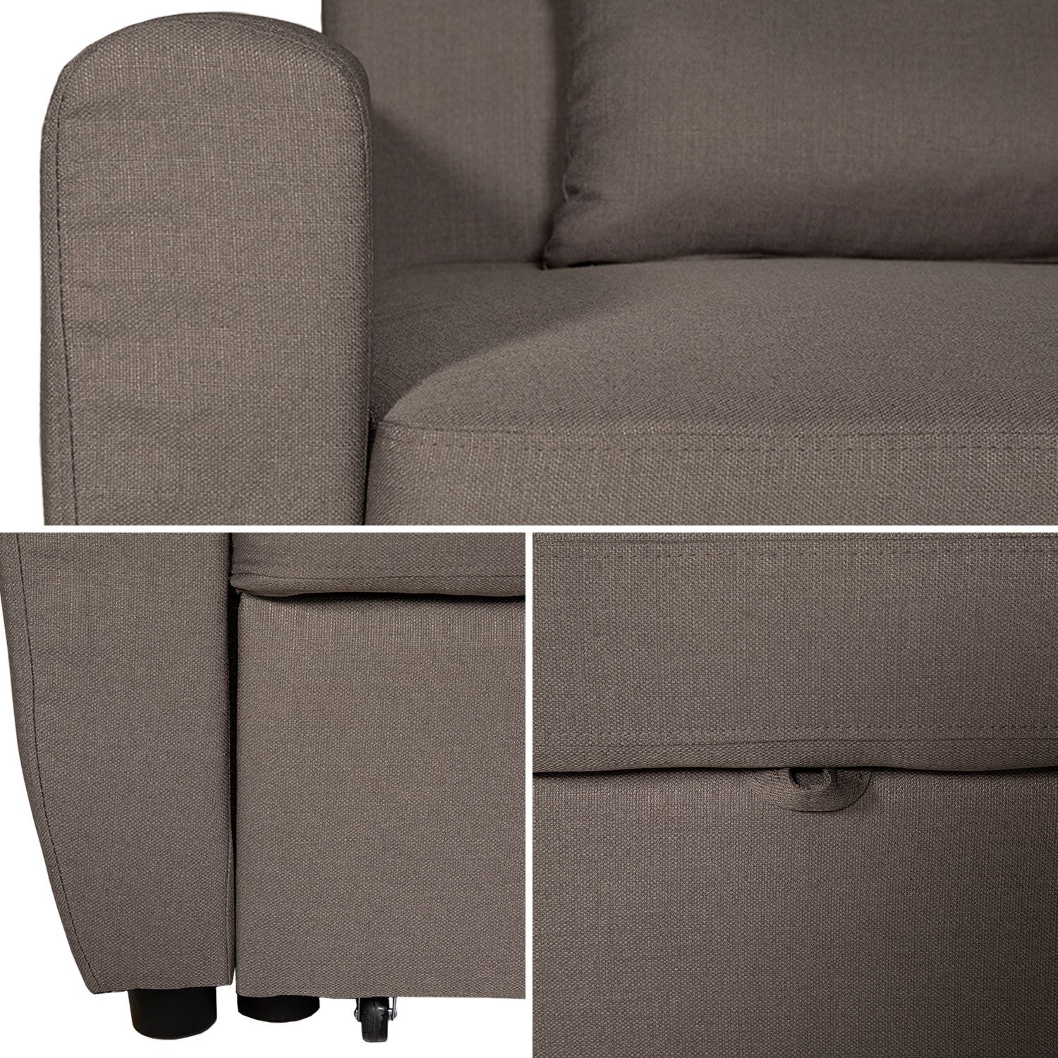 Canapé convertible MATT 2 places taupe