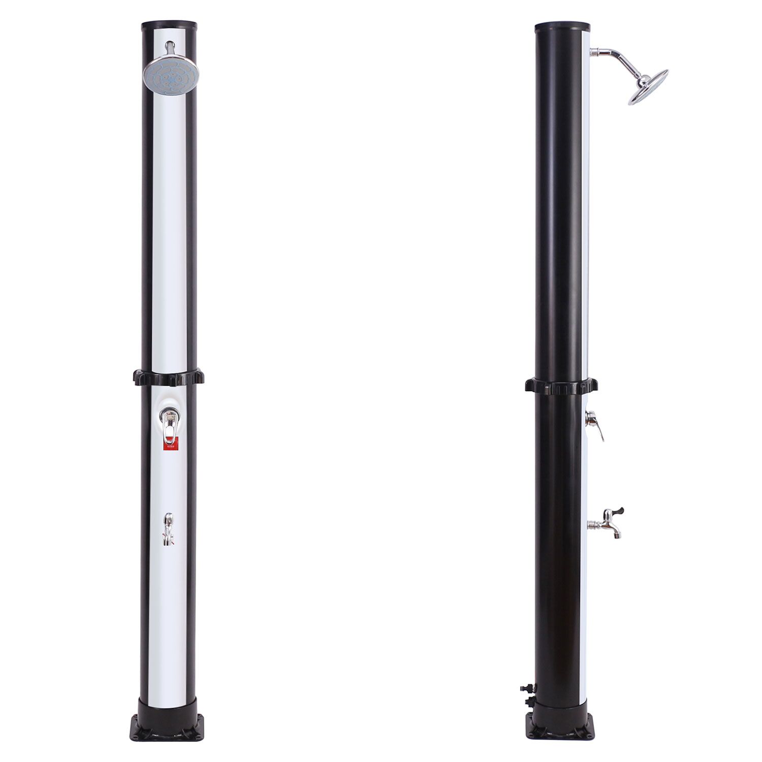 FIDGI zonne douche zwart en zilver 35L