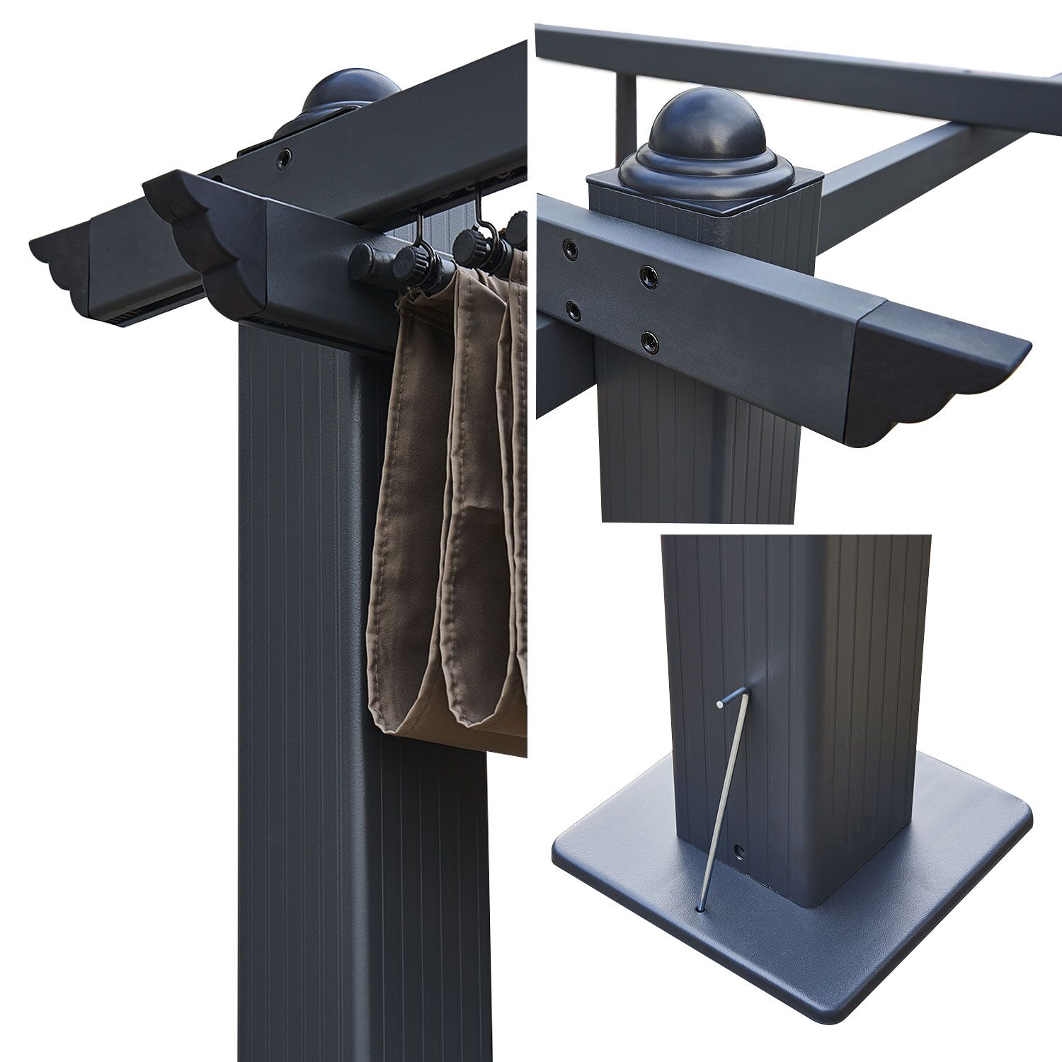 Pergola autoportante 3 × 4m CASSIS taupe - structure aluminium