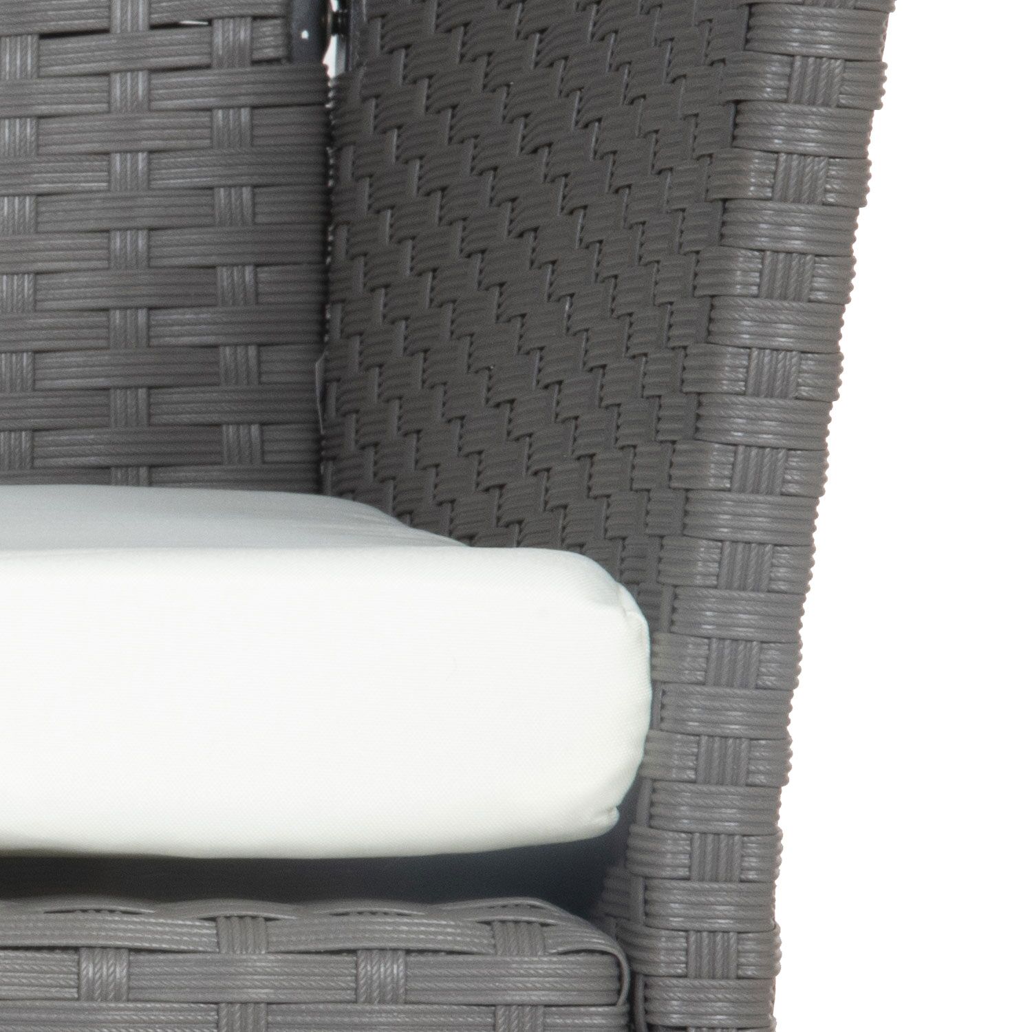 Tuinmeubelen CORDOUE van gevlochten kunststof grijs 4 zitplaatsen - ivoorkleurige kussens