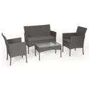 Salon de jardin CORDOUE en résine tressée gris 4 places - coussins gris