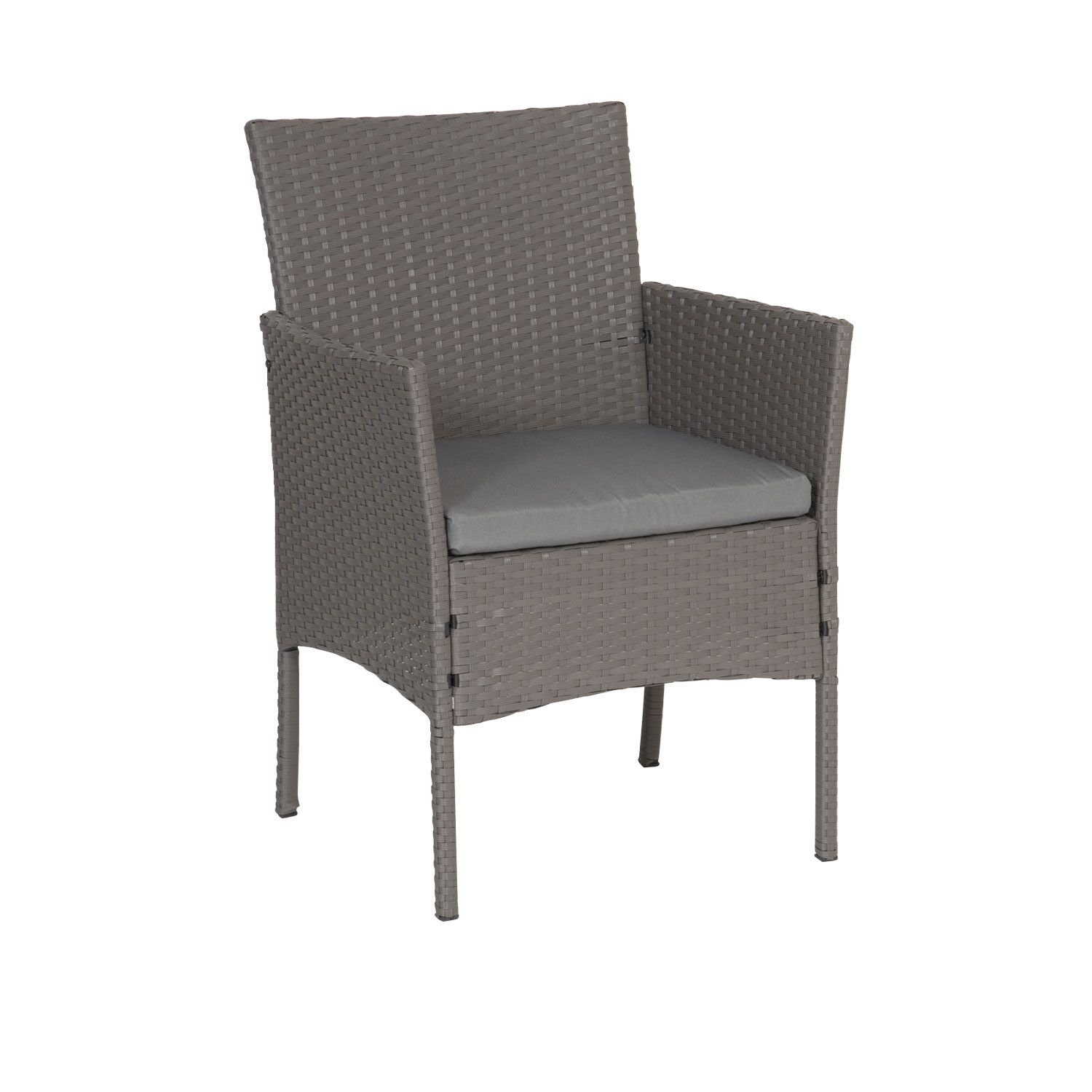 Salon de jardin CORDOUE en résine tressée gris 4 places - coussins gris