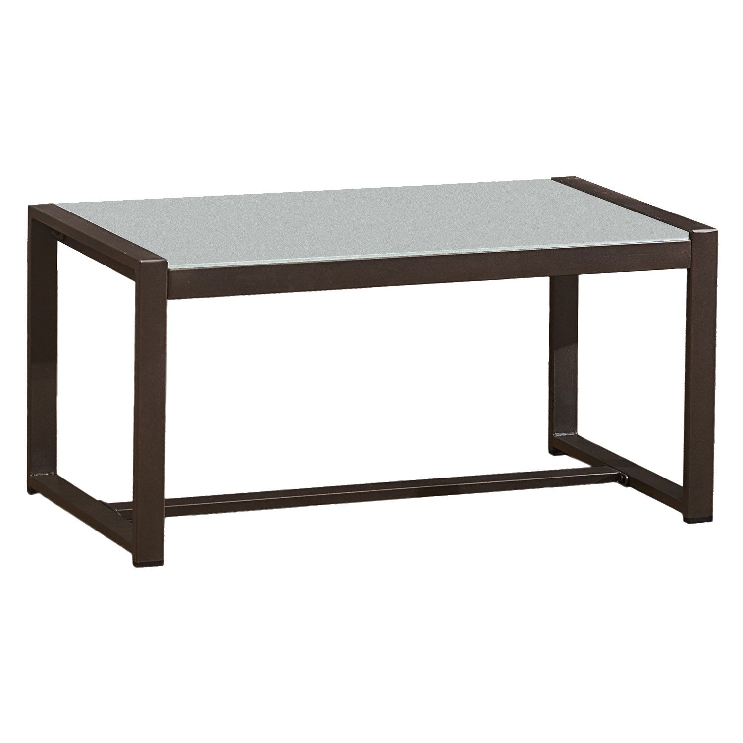 MAJORQUE tuinmeubelset in bruin gevlochten kunststof - 4 zitplaatsen - ivoorkleurige kussens