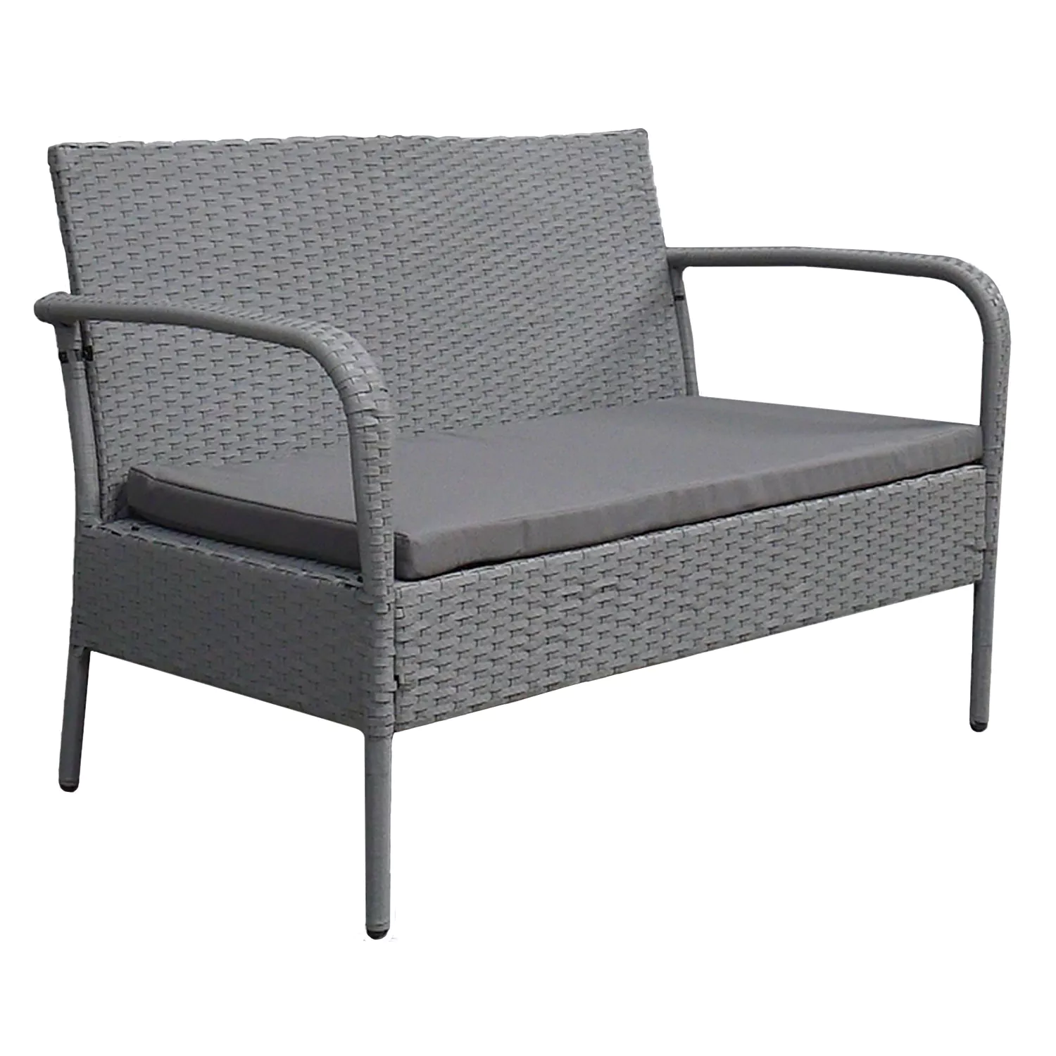 LIPARI tuinset in grijs gevlochten kunststof - grijze kussens