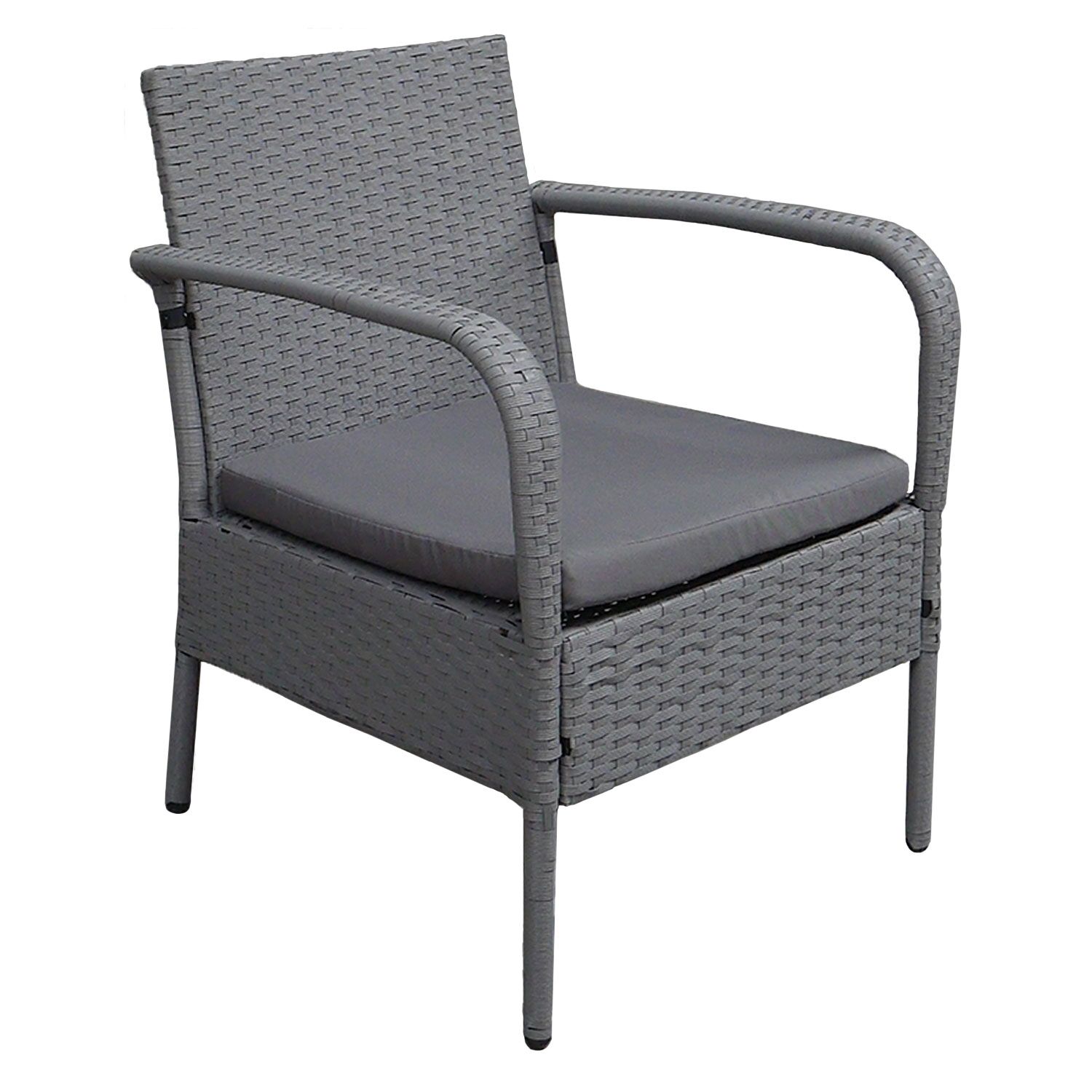 LIPARI tuinset in grijs gevlochten kunststof - grijze kussens