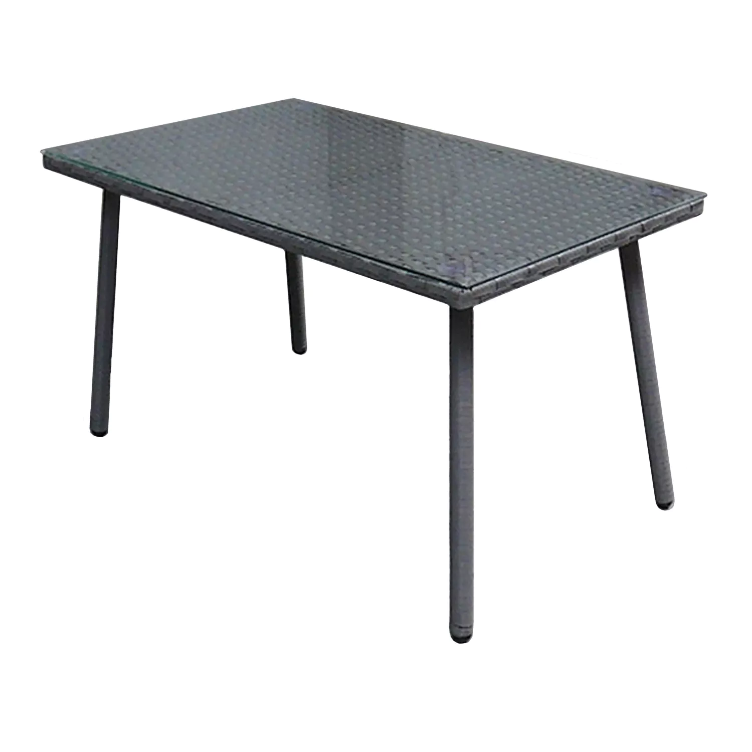 LIPARI tuinset in grijs gevlochten kunststof - grijze kussens