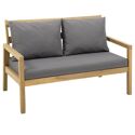 Gartenmöbel ARUBA aus Akazienholz 4 Sitzplätze - graue Kissen