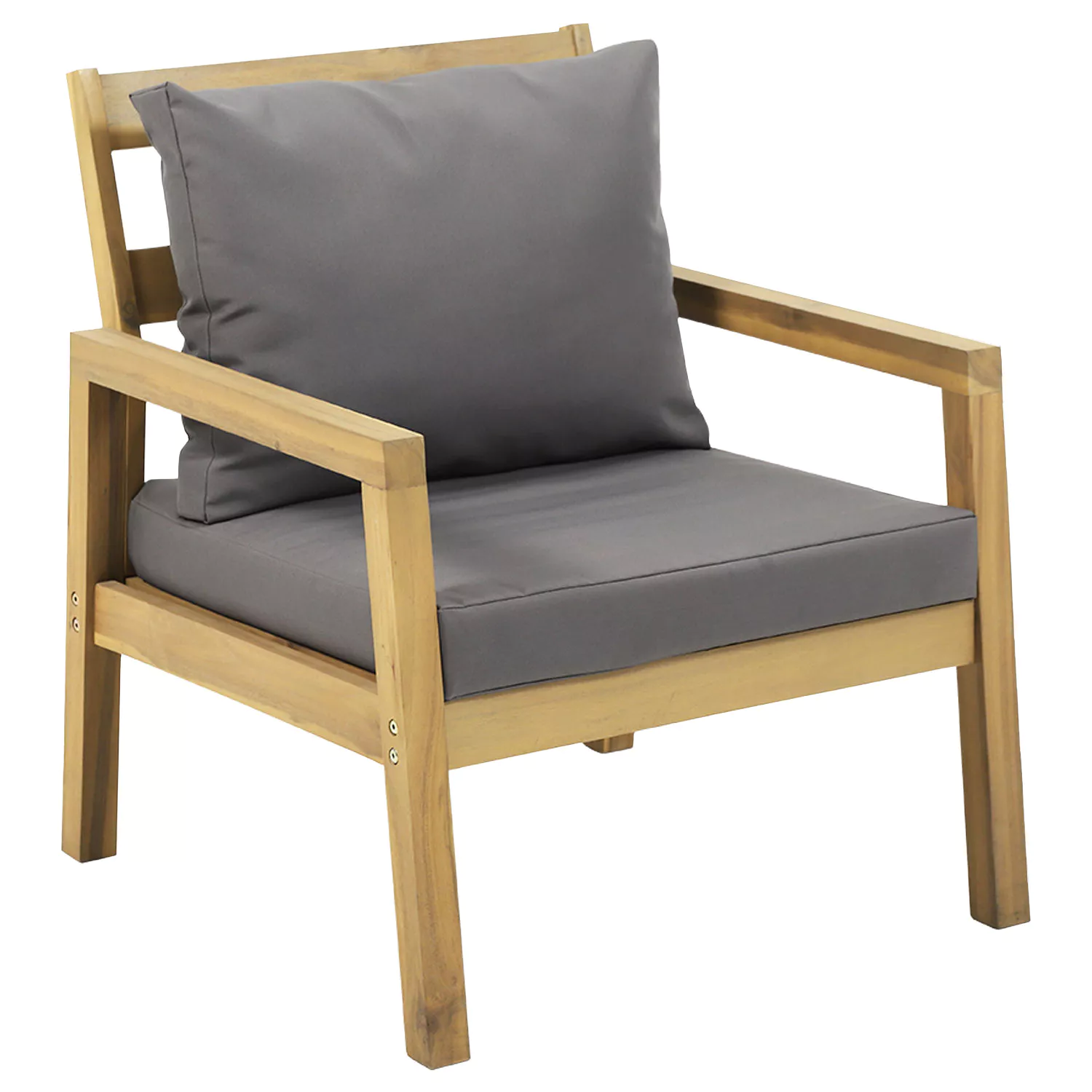 Gartenmöbel ARUBA aus Akazienholz 4 Sitzplätze - graue Kissen