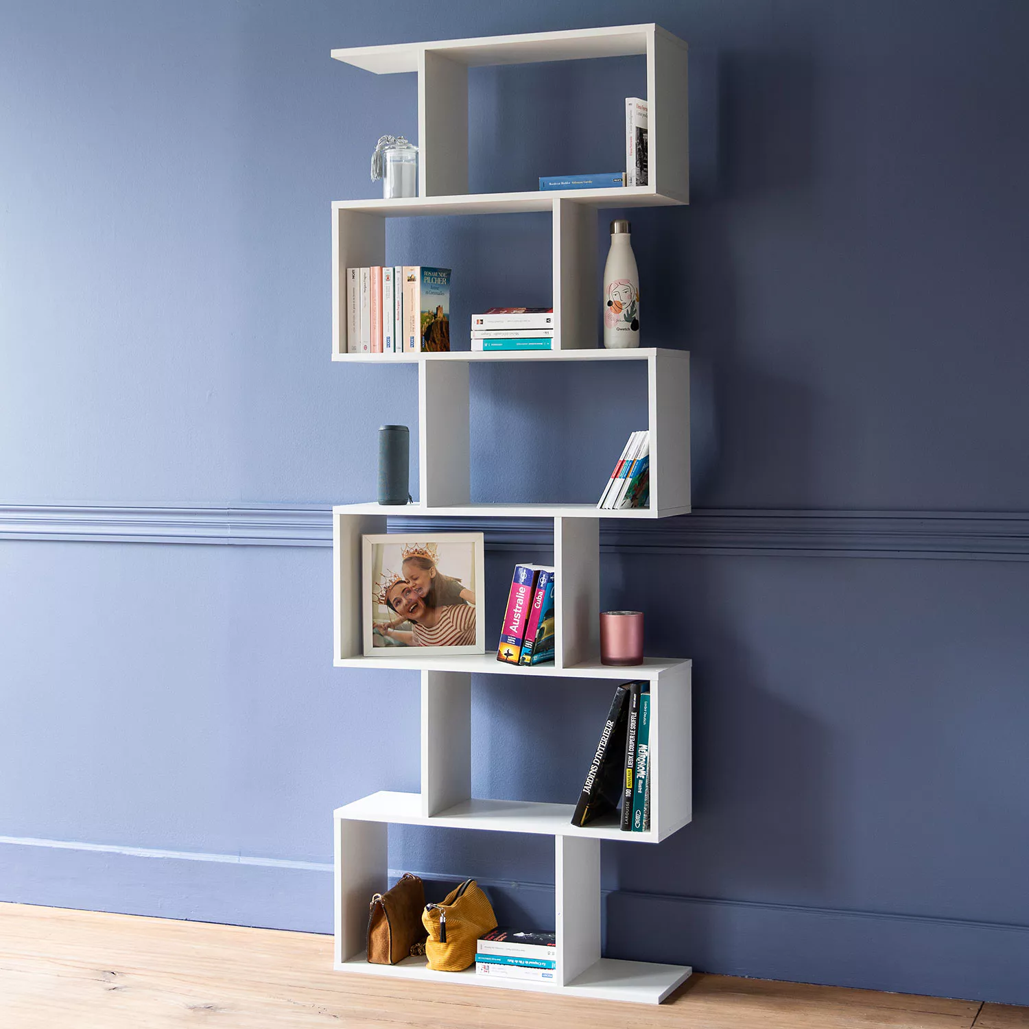 Bibliothèque 6 étagères blanche VIRGINIA