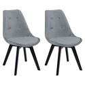 Lot de 2 chaises en velours NORA grises avec coussin