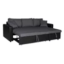 Canapé d'angle convertible CLARK 3 places gris chiné et noir