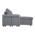 Canapé d'angle convertible TONY 3 places gris chiné