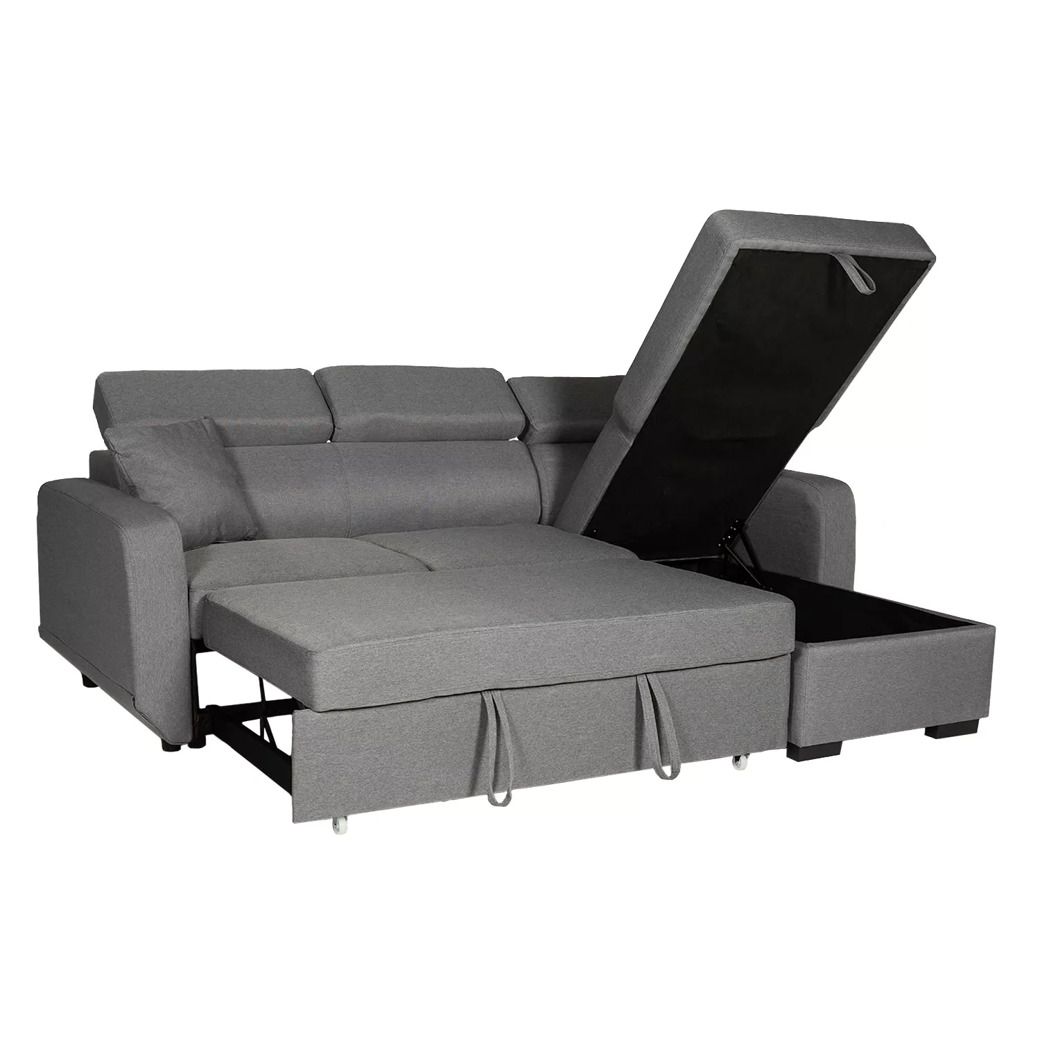 Canapé d'angle convertible WARREN 3 places gris
