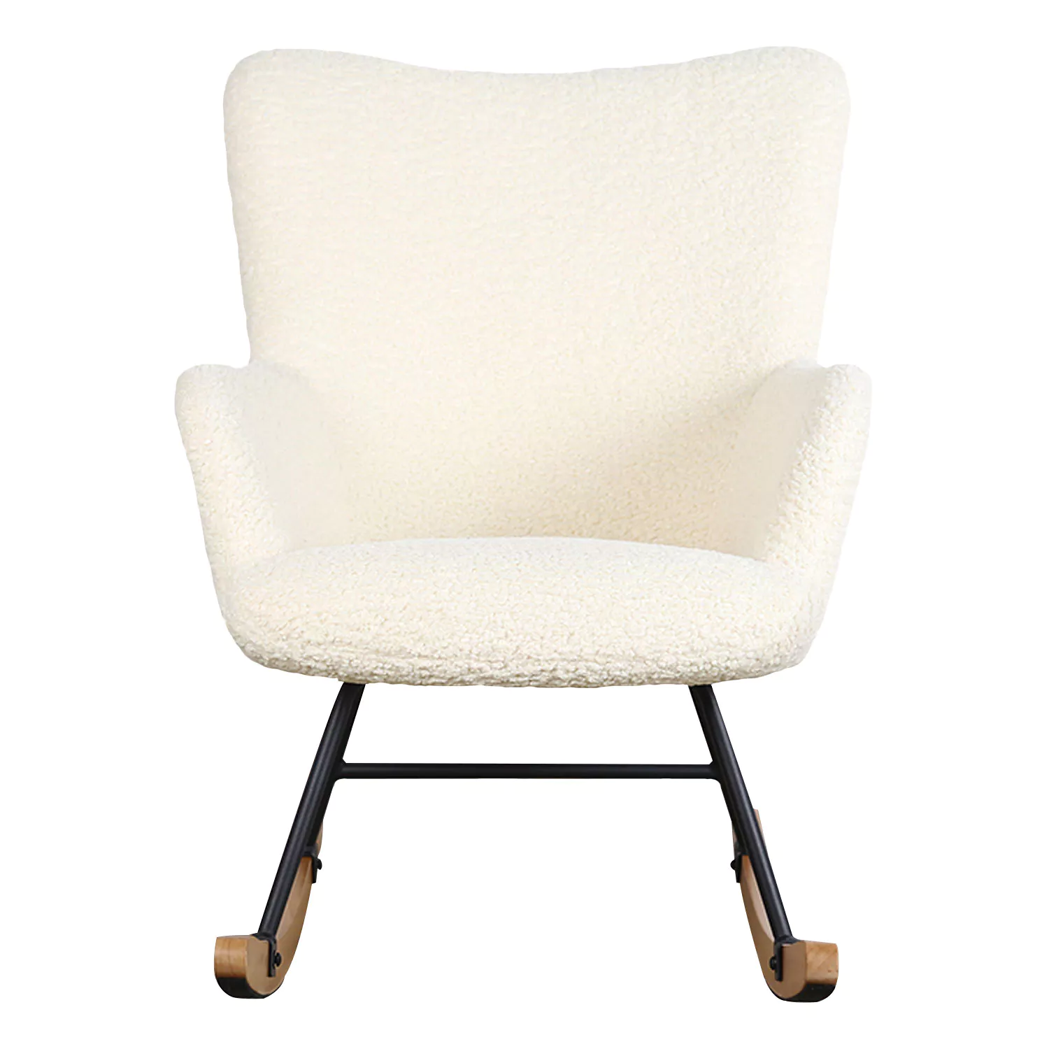 Fauteuil à bascule en tissu bouclette écru KAIRA