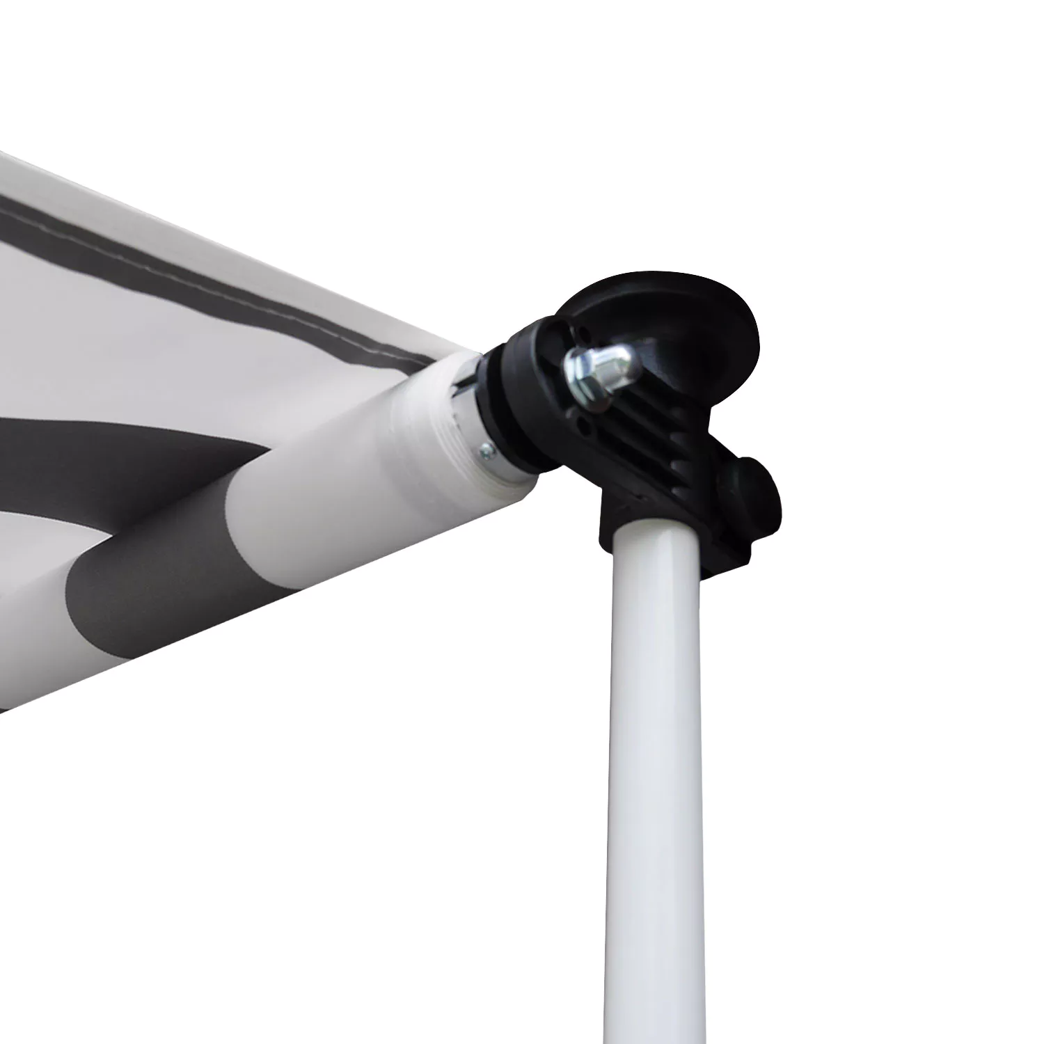 Toldo manual ajustable para balcón 3 × 1,2m CHENE Tela de rayas blanco/gris