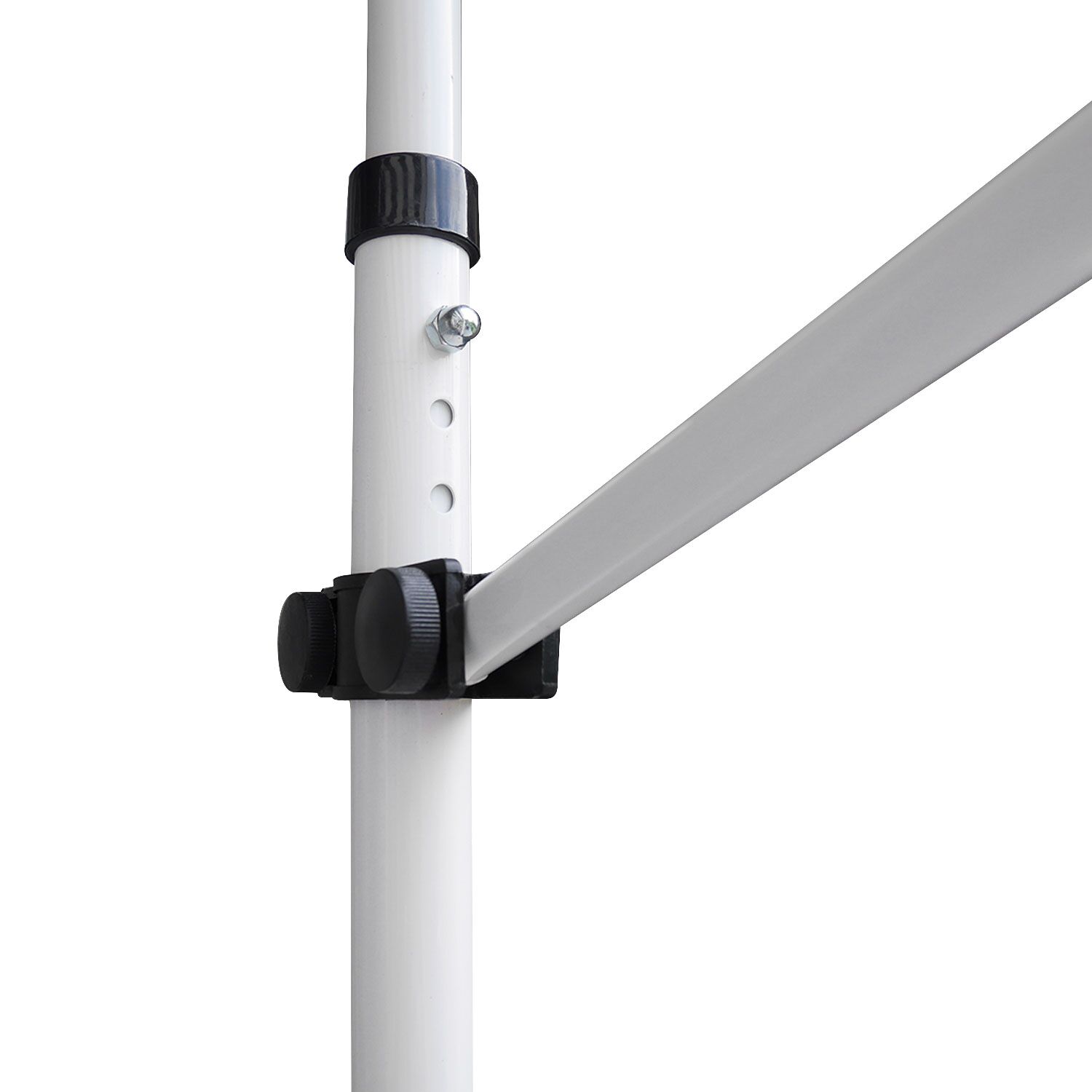 Toldo manual ajustable para balcón 3 × 1,2m CHENE Tela de rayas blanco/gris