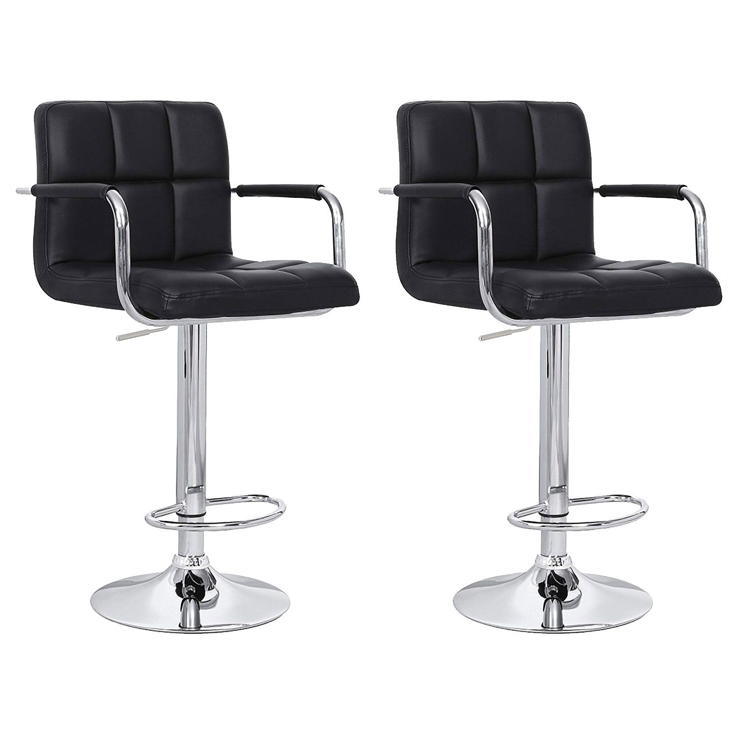 Lot de 2 tabourets de bar noir avec accoudoirs MIKE