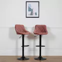 Lot de 2 tabourets de bar en velours rose ROBIN