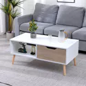 Table basse avec tiroir style scandinave blanche FREJA