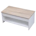 Mesa baja con tapa elevable blanca y madera HEDDA