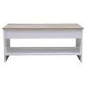 Mesa baja con tapa elevable blanca y madera HEDDA