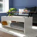 Mesa baja con tapa elevable blanca y madera HEDDA