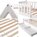 Lit cabane pour enfant 190x90cm blanc avec tiroirs MARCEAU