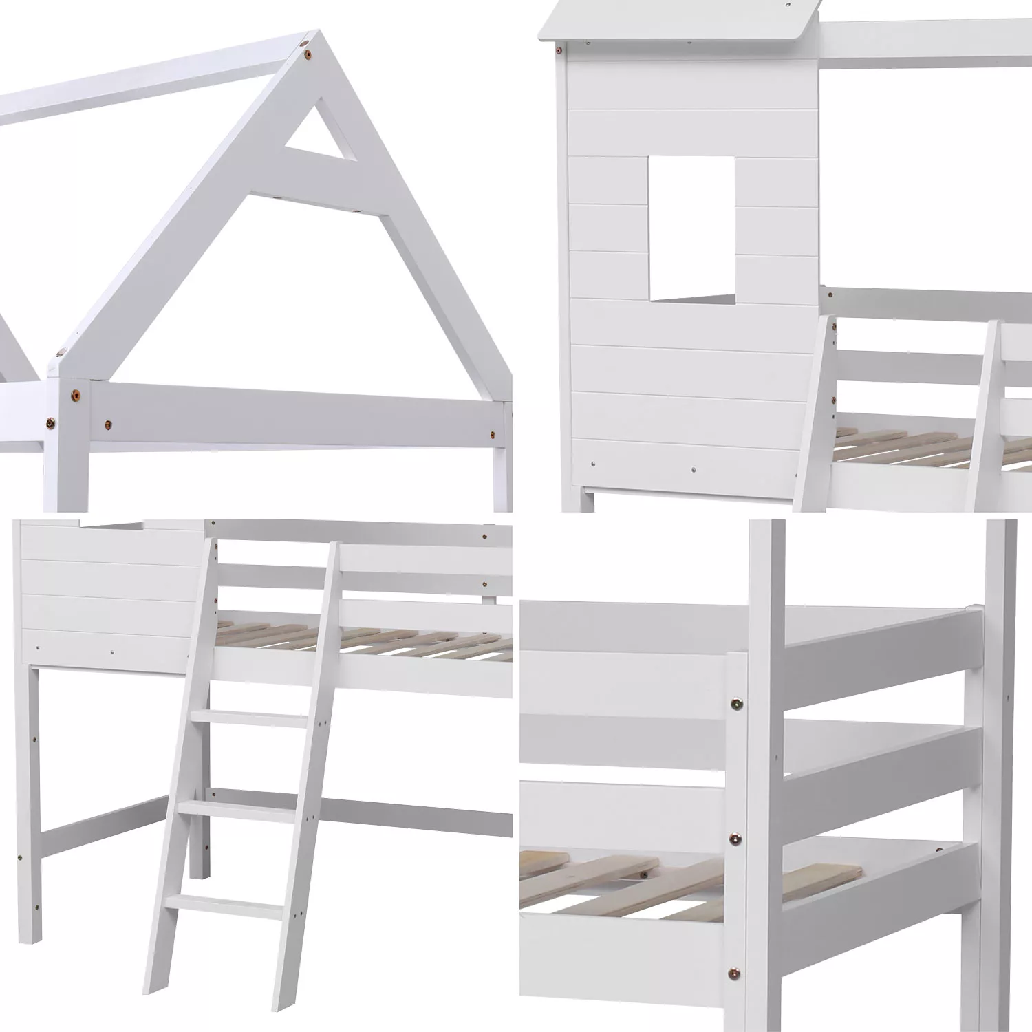 Lit cabane mezzanine pour enfant 190x90cm blanc MARGOT
