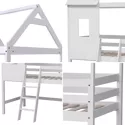 Lit cabane mezzanine pour enfant 190x90cm blanc MARGOT