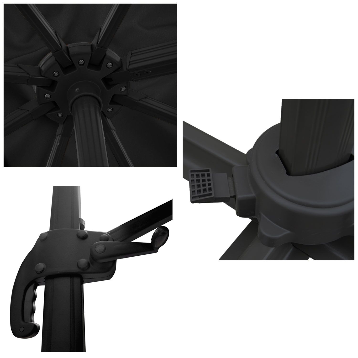 Offset parasol MOLOKAI vierkant 3x3m zwart